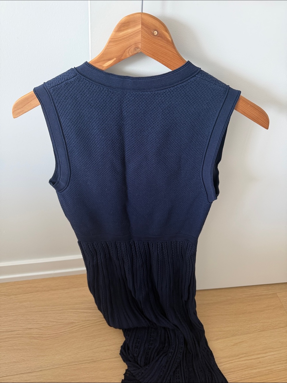 Maje -Navy sleeveless knit midi dress - Picture 6 of 6